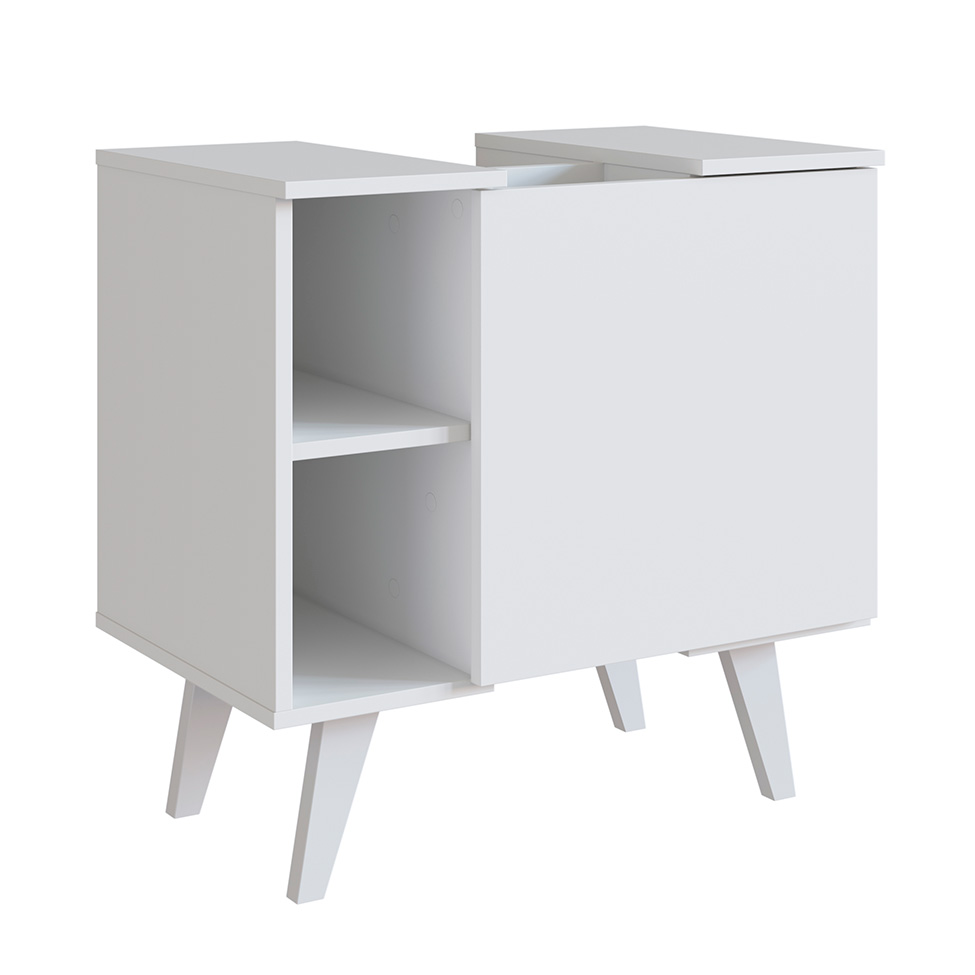 Gabinete de Banheiro de Coluna Slim 1 PT Branco