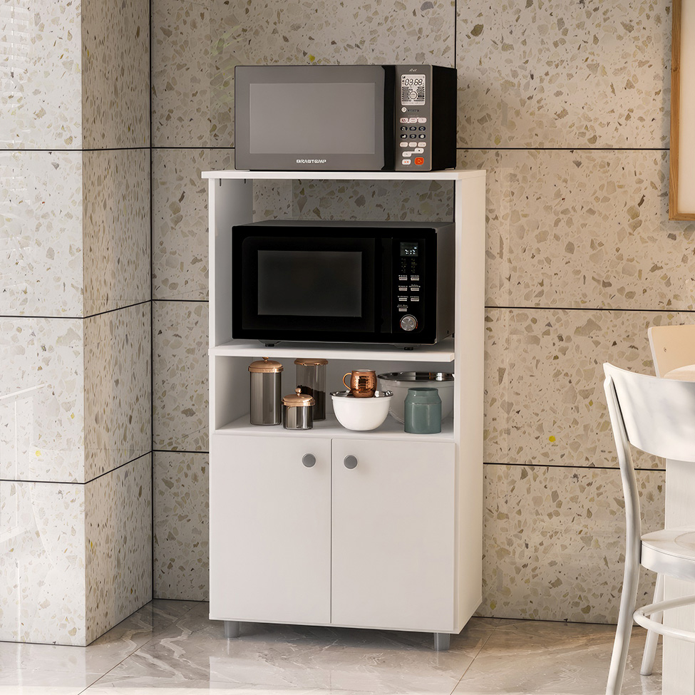Gabinete de Cozinha para Microondas Hortência 2 Portas Branco