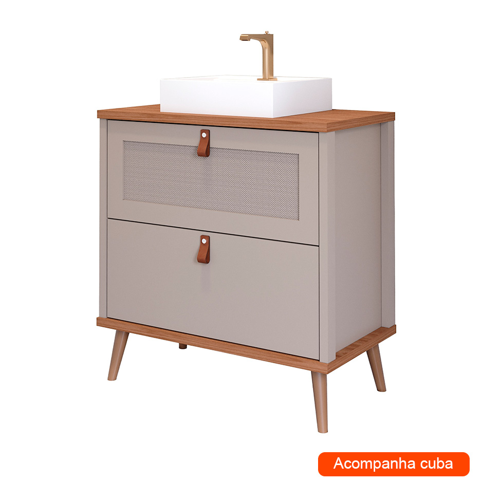 Gabinete para Banheiro Veneto 1 PT 1 GV Capuccino e Freijó 61 cm