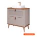 Gabinete para Banheiro Veneto 1 PT 1 GV Capuccino e Freijó 80 cm