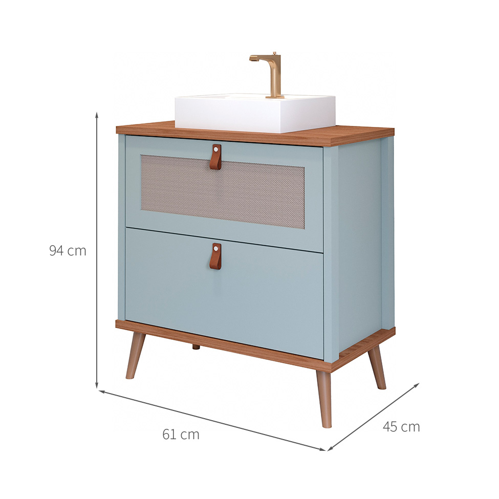 Gabinete para Banheiro Veneto 1 PT 1 GV Pistache e Freijó 61 cm