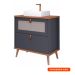 Gabinete para Banheiro Veneto 1 PT 1 GV Titanium e Freijó 61 cm