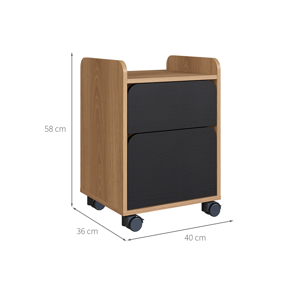 Gaveteiro Flexus 2 GV Hanover e Preto