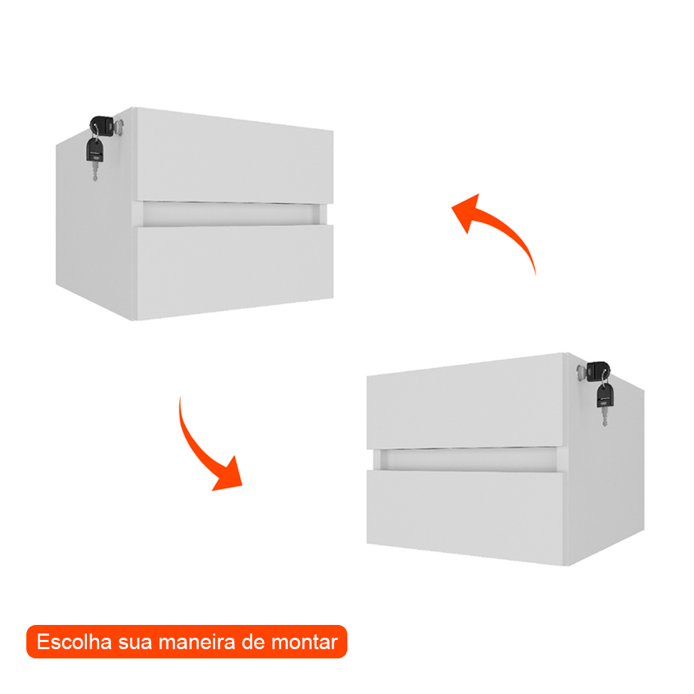 Gaveteiro Suspenso Helen 2 GV Branco