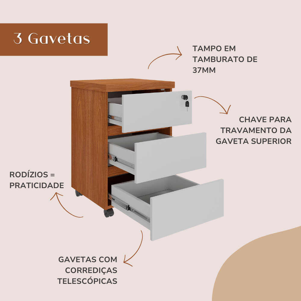 Gaveterio Lane 3 GV Freijó e Branco