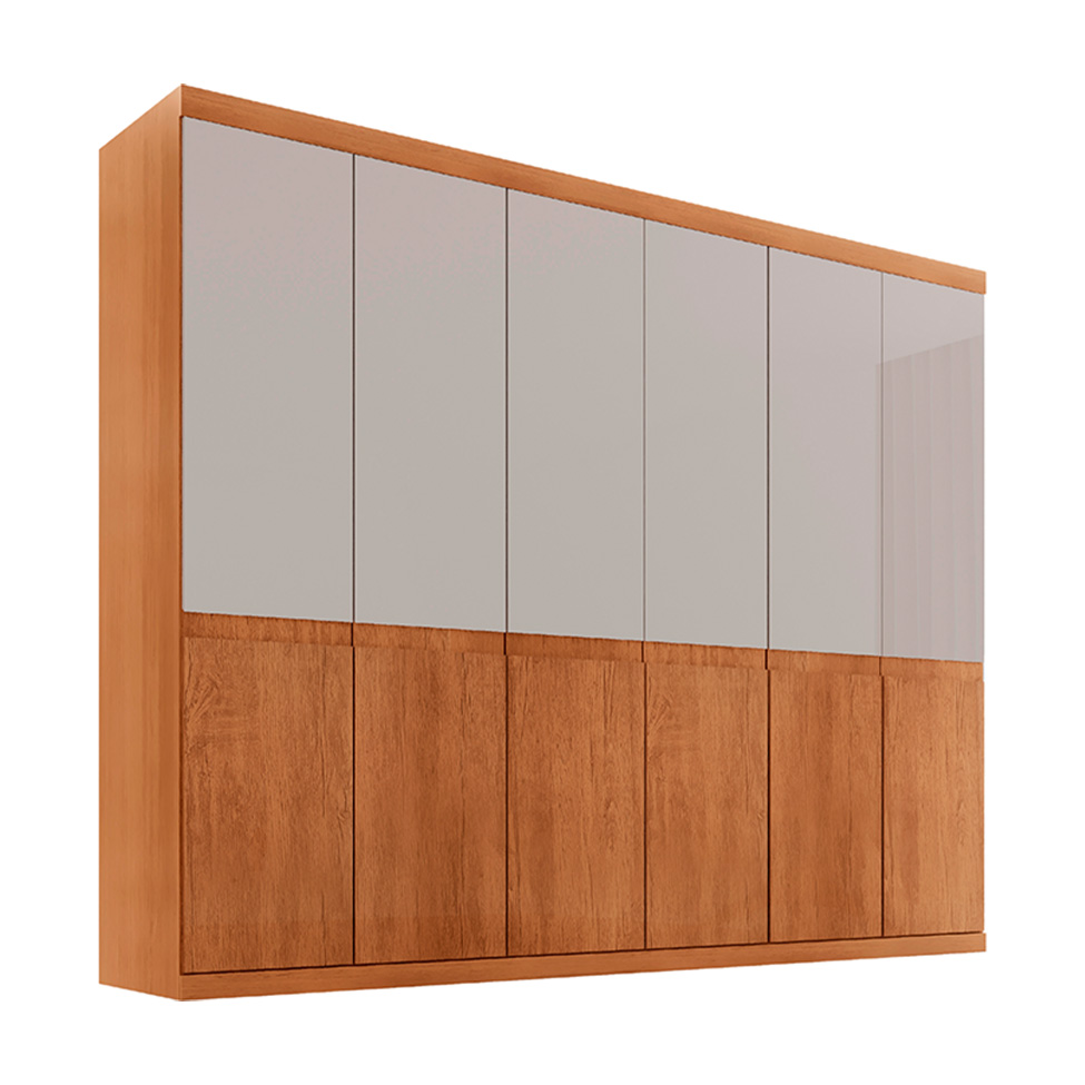 Guarda-Roupa Casal 100% MDF Bipartido Alonzo 6 Portas 4 Gavetas Naturale e Off White
