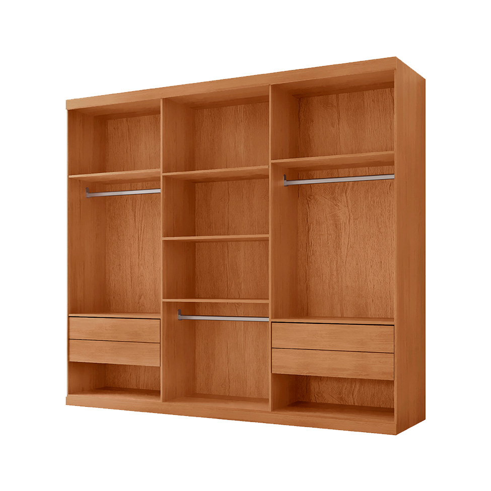 Guarda-Roupa Casal 100% MDF Bipartido Alonzo 6 Portas 4 Gavetas Naturale e Off White
