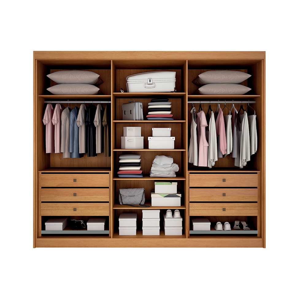 Guarda-Roupa Casal 100% MDF Braga New 6 Portas 6 Gavetas Cinamomo