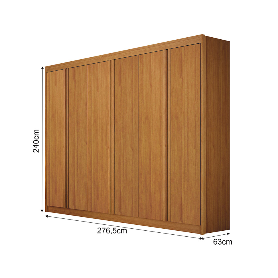 Guarda-Roupa Casal 100% MDF Braga New 6 Portas 6 Gavetas Cinamomo