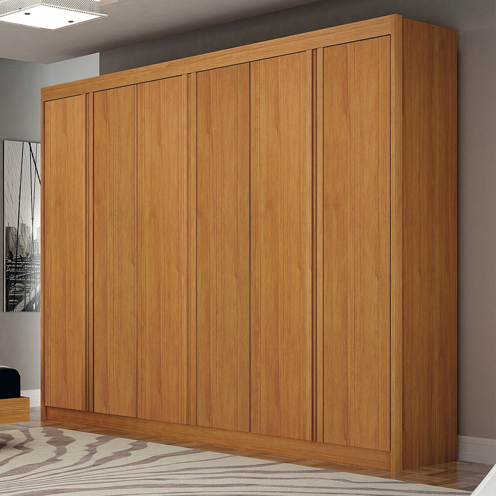 Guarda-Roupa Casal 100% MDF Braga New 6 Portas 6 Gavetas Cinamomo