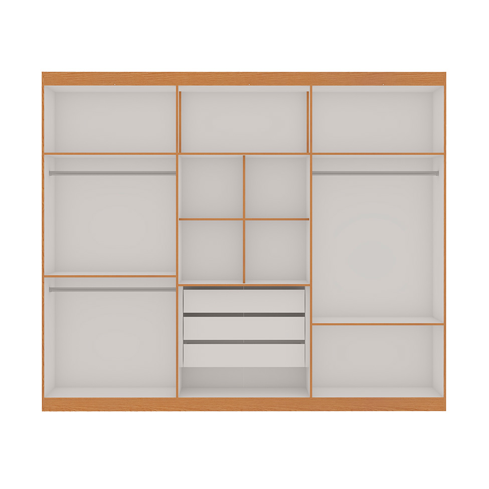 Guarda-Roupa Casal 100% MDF Madri 6 Portas 3 Gavetas Branco e Cinamomo