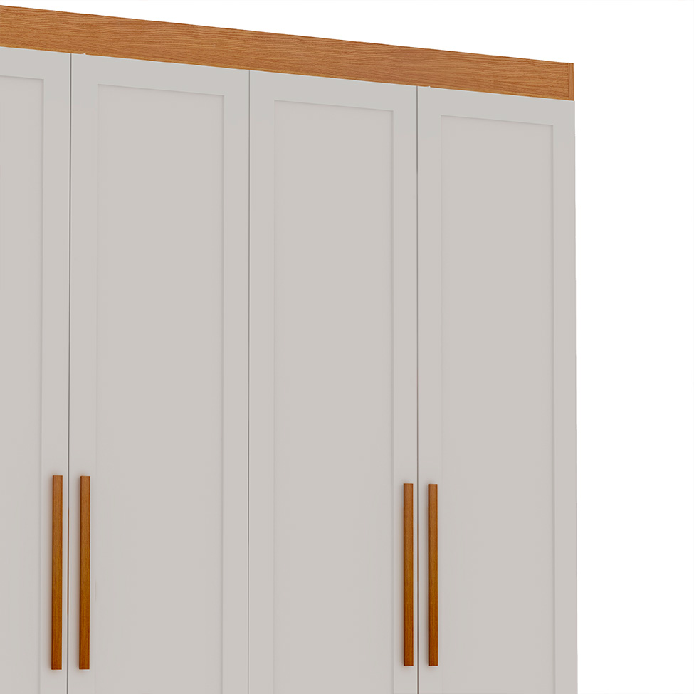 Guarda-Roupa Casal 100% MDF Madri 6 Portas 3 Gavetas Branco e Cinamomo