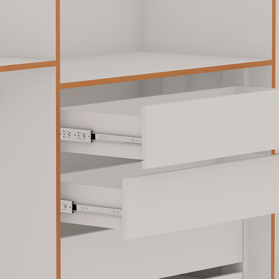 Guarda-Roupa Casal 100% MDF Madri 6 Portas 3 Gavetas Branco e Cinamomo