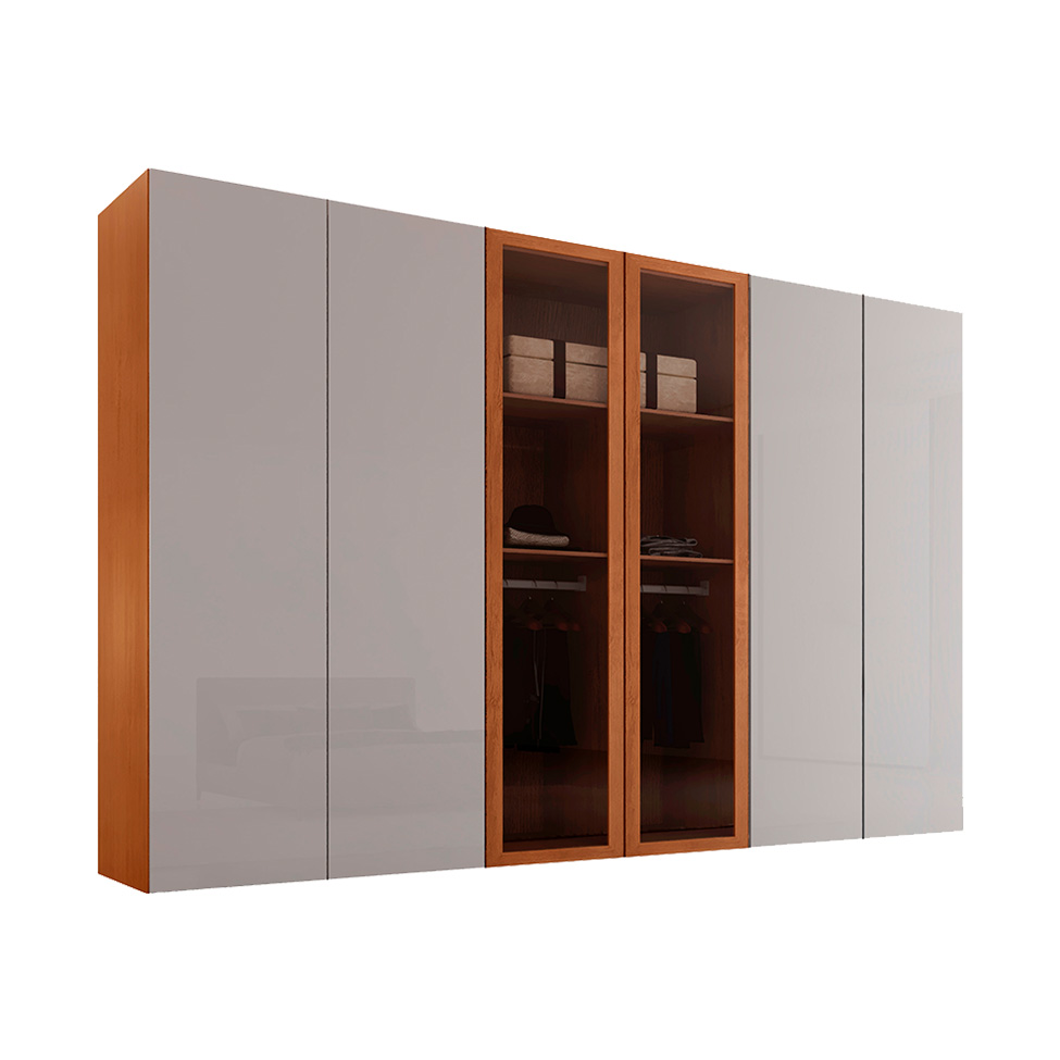 Guarda-Roupa Casal 100% MDF Pulse Gold 6 Portas 6 Gavetas Naturale e Off White