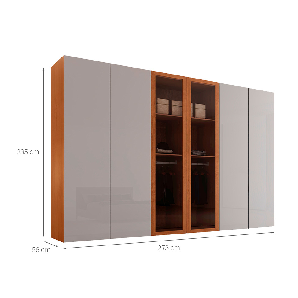 Guarda-Roupa Casal 100% MDF Pulse Gold 6 Portas 6 Gavetas Naturale e Off White