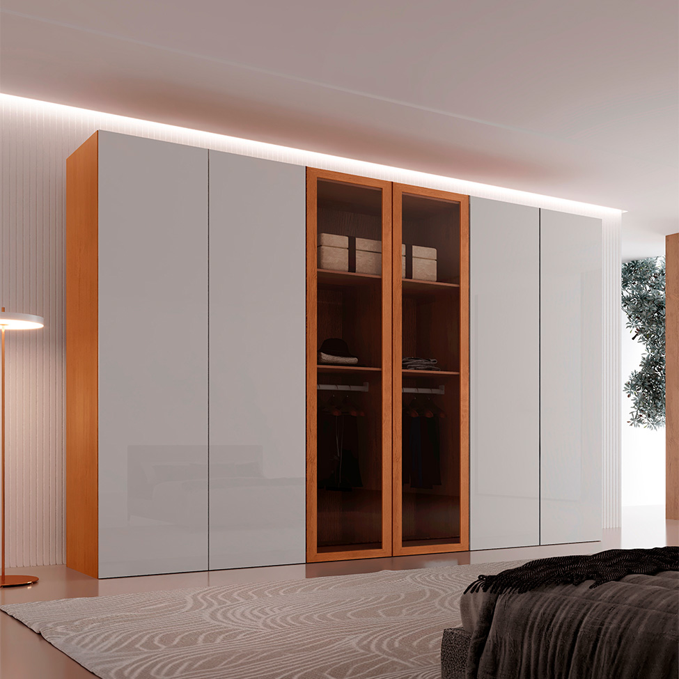 Guarda-Roupa Casal 100% MDF Pulse Gold 6 Portas 6 Gavetas Naturale e Off White