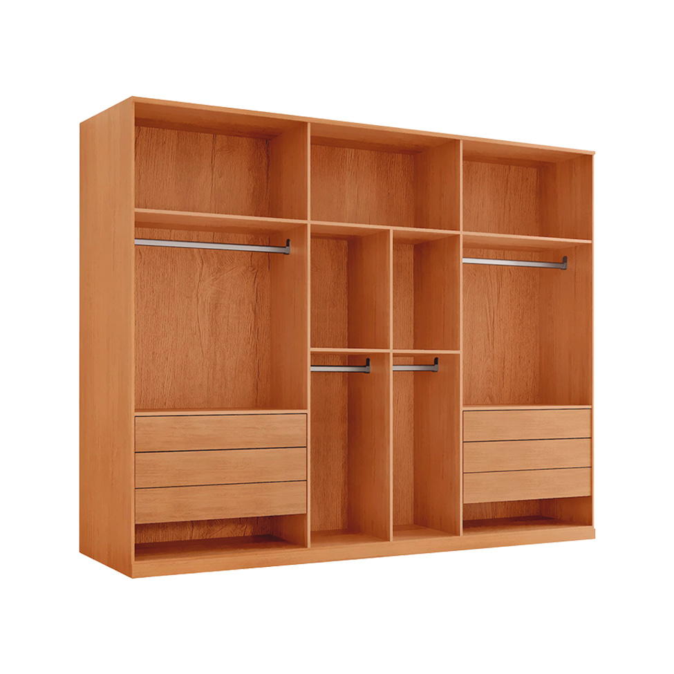 Guarda-Roupa Casal 100% MDF Pulse Gold 6 Portas 6 Gavetas Naturale e Off White
