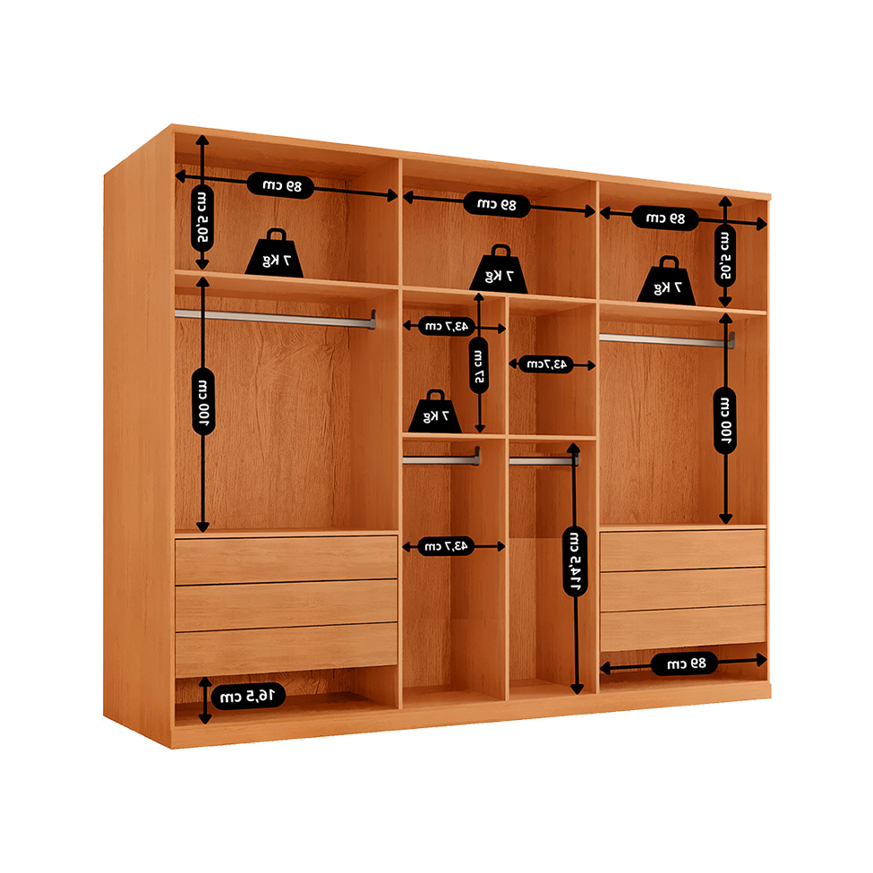 Guarda-Roupa Casal 100% MDF Pulse Gold 6 Portas 6 Gavetas Naturale e Off White