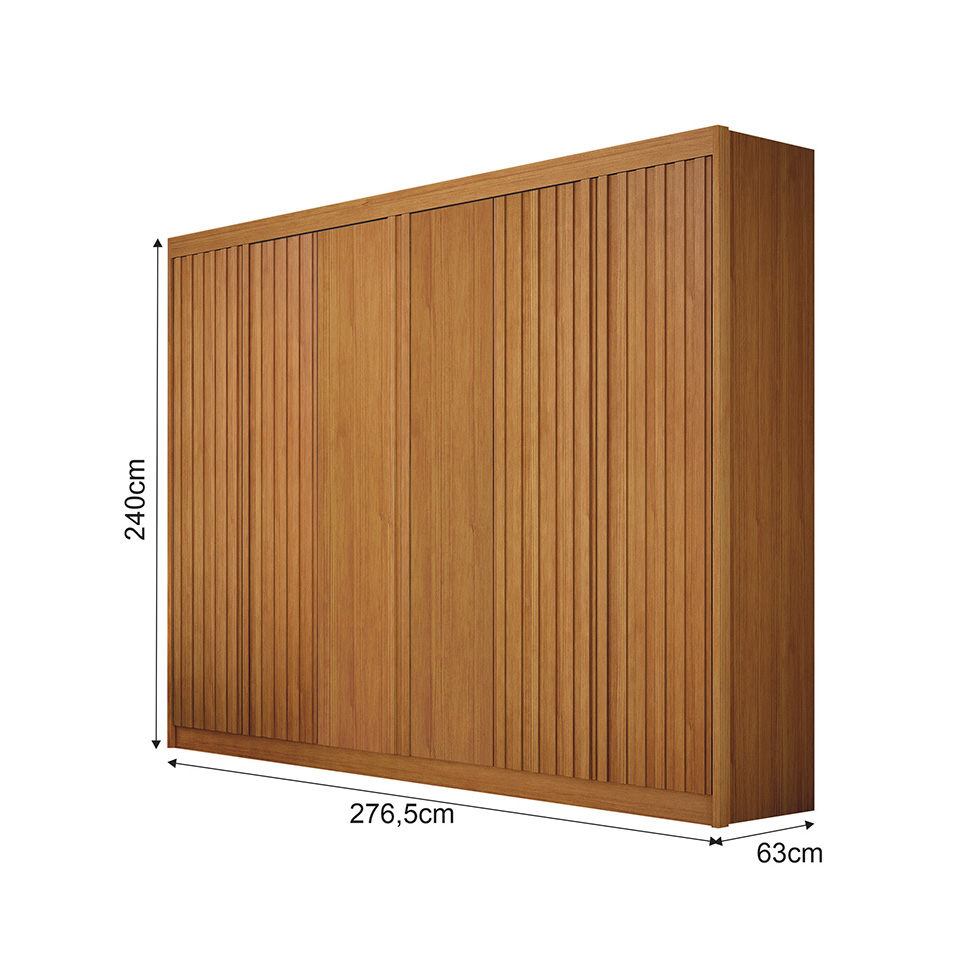 Guarda-Roupa Casal 100% MDF Ripado Braga New 6 Portas 6 Gavetas Cinamomo