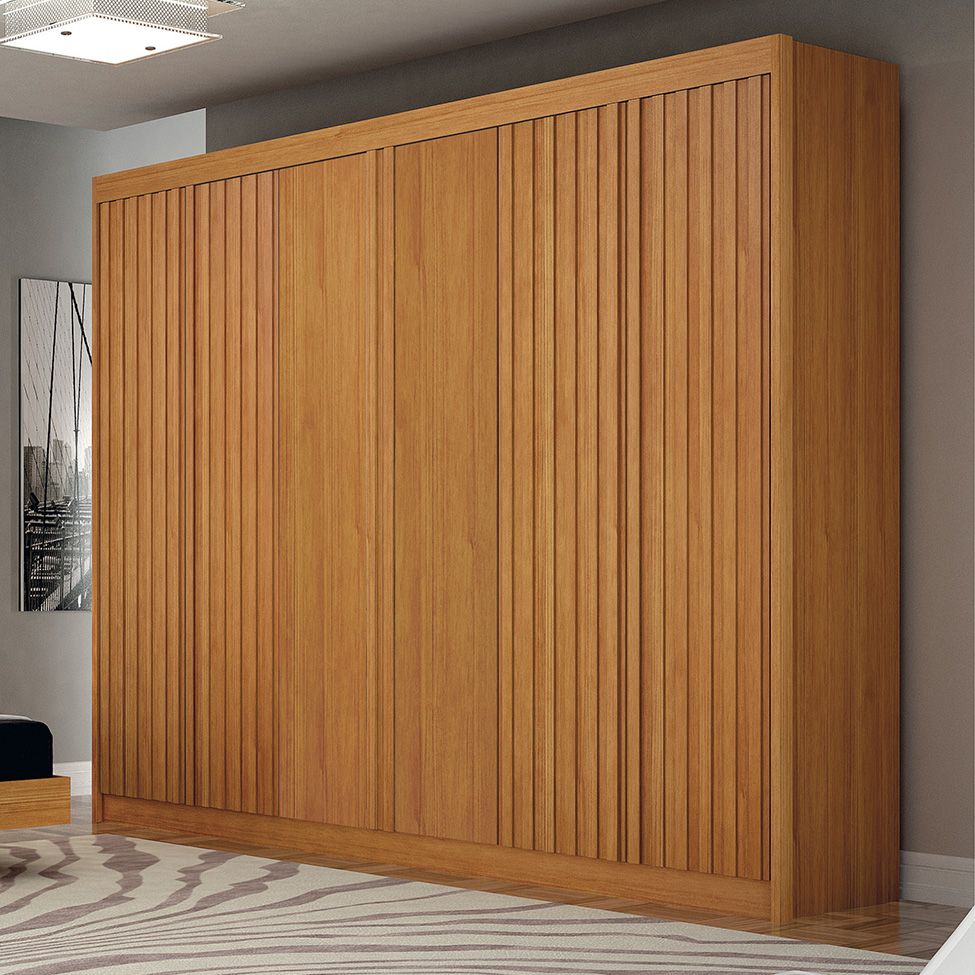 Guarda-Roupa Casal 100% MDF Ripado Braga New 6 Portas 6 Gavetas Cinamomo