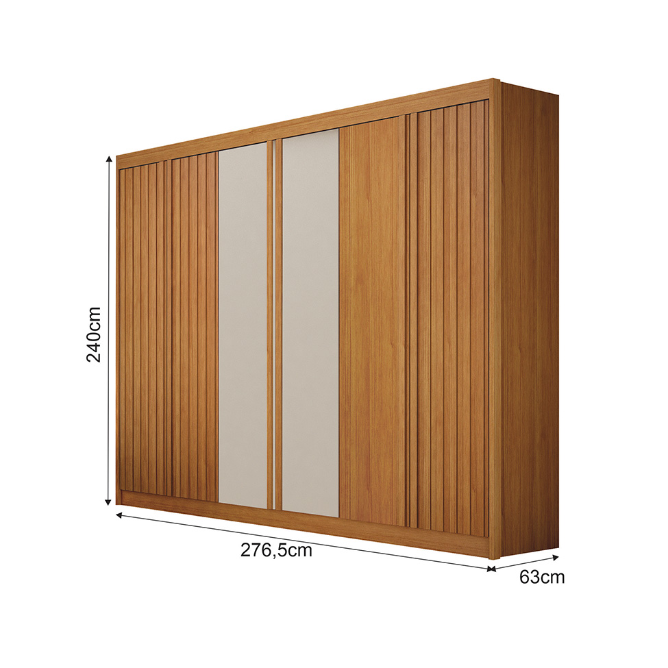 Guarda-Roupa Casal 100% MDF Ripado Braga New 6 Portas 6 Gavetas Cinamomo e Off White