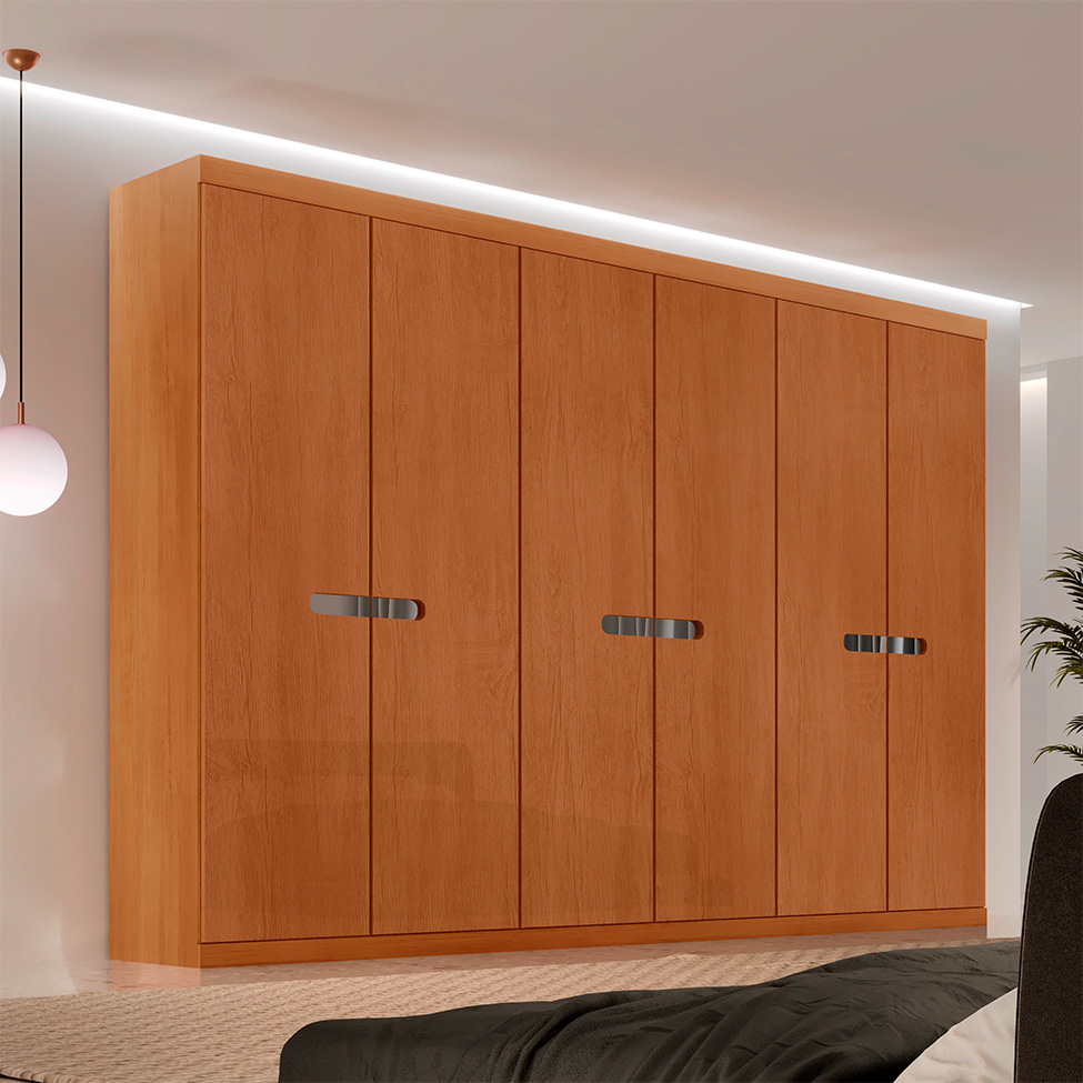 Guarda-Roupa Casal 100% MDF Spazio 6 Portas 6 Gavetas Naturale
