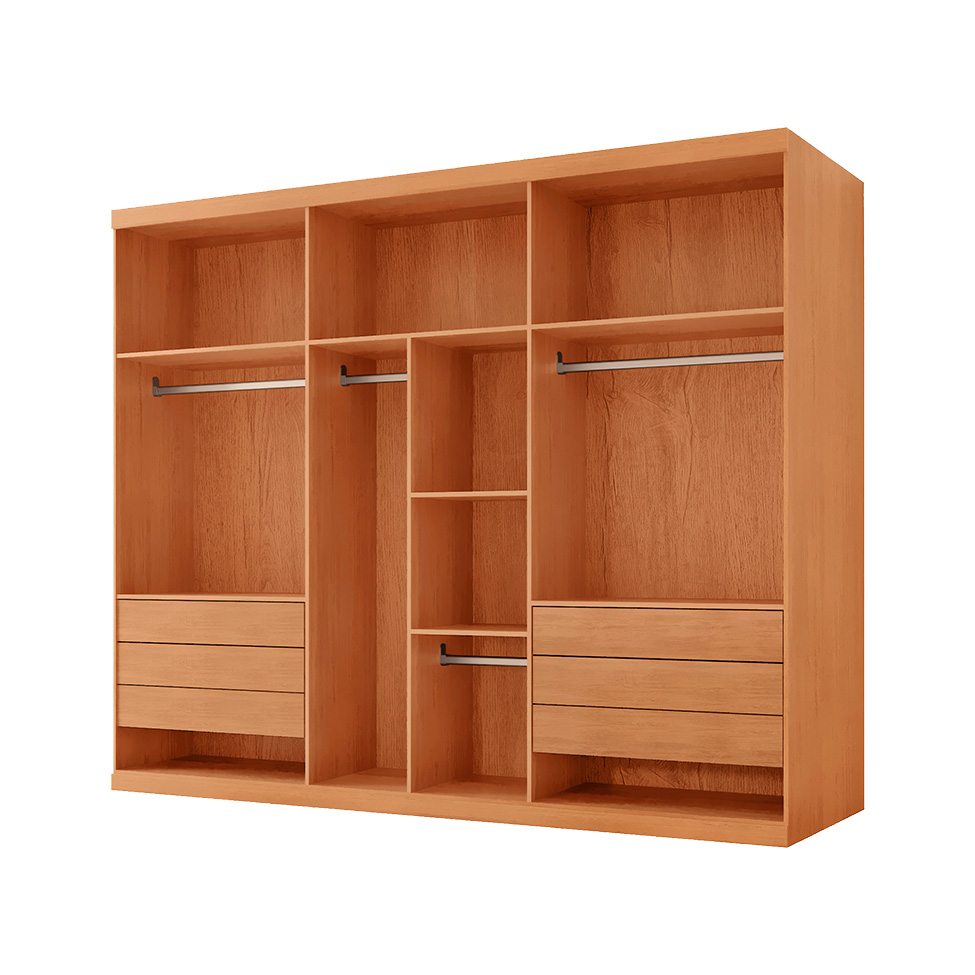 Guarda-Roupa Casal 100% MDF Spazio 6 Portas 6 Gavetas Naturale e Off White