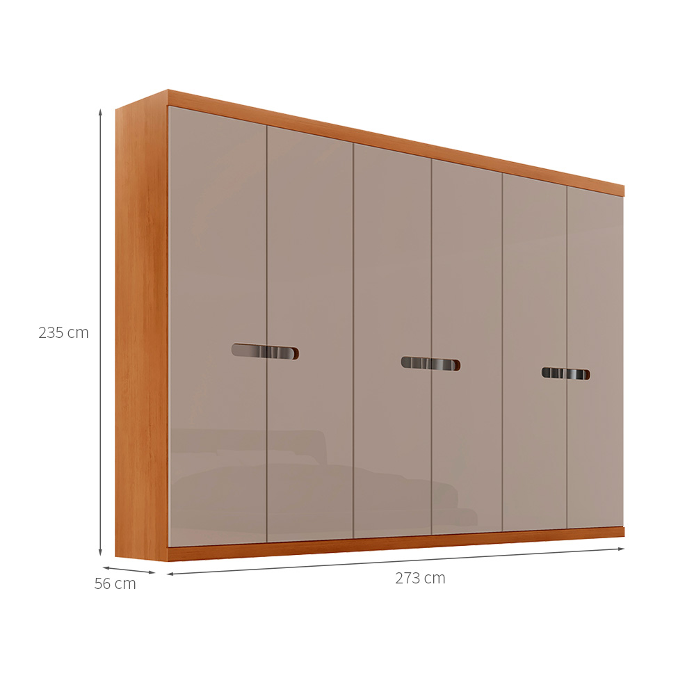 Guarda-Roupa Casal 100% MDF Spazio 6 Portas 6 Gavetas Naturale e Off White