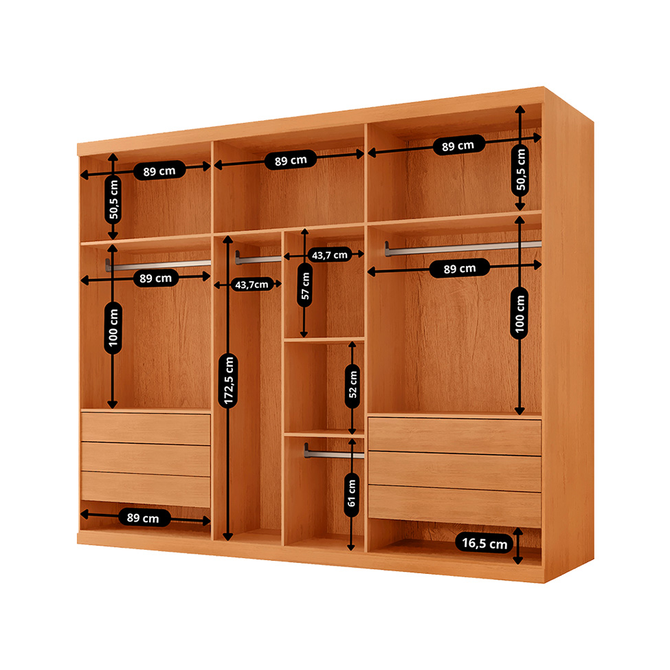 Guarda-Roupa Casal 100% MDF Spazio 6 Portas 6 Gavetas Naturale e Off White