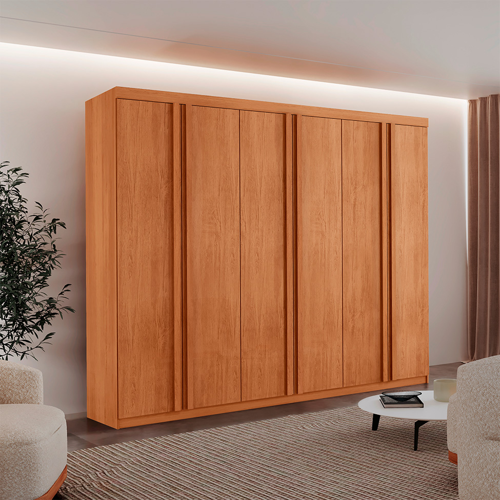 Guarda-Roupa Casal 100% MDF Urban 6 Portas 2 Gavetas Naturale