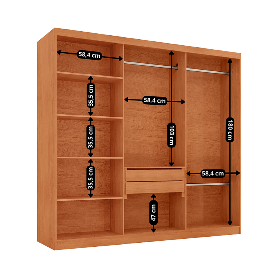 Guarda-Roupa Casal 100% MDF Urban 6 Portas 2 Gavetas Naturale e Off White