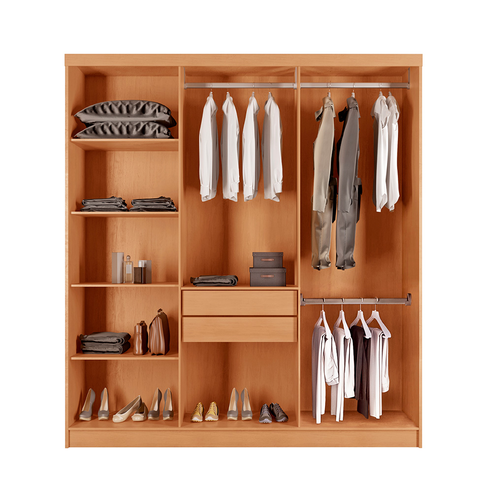 Guarda-Roupa Casal 100% MDF Urban 6 Portas 2 Gavetas Naturale e Off White