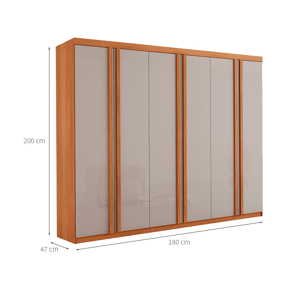 Guarda-Roupa Casal 100% MDF Urban 6 Portas 2 Gavetas Naturale e Off White