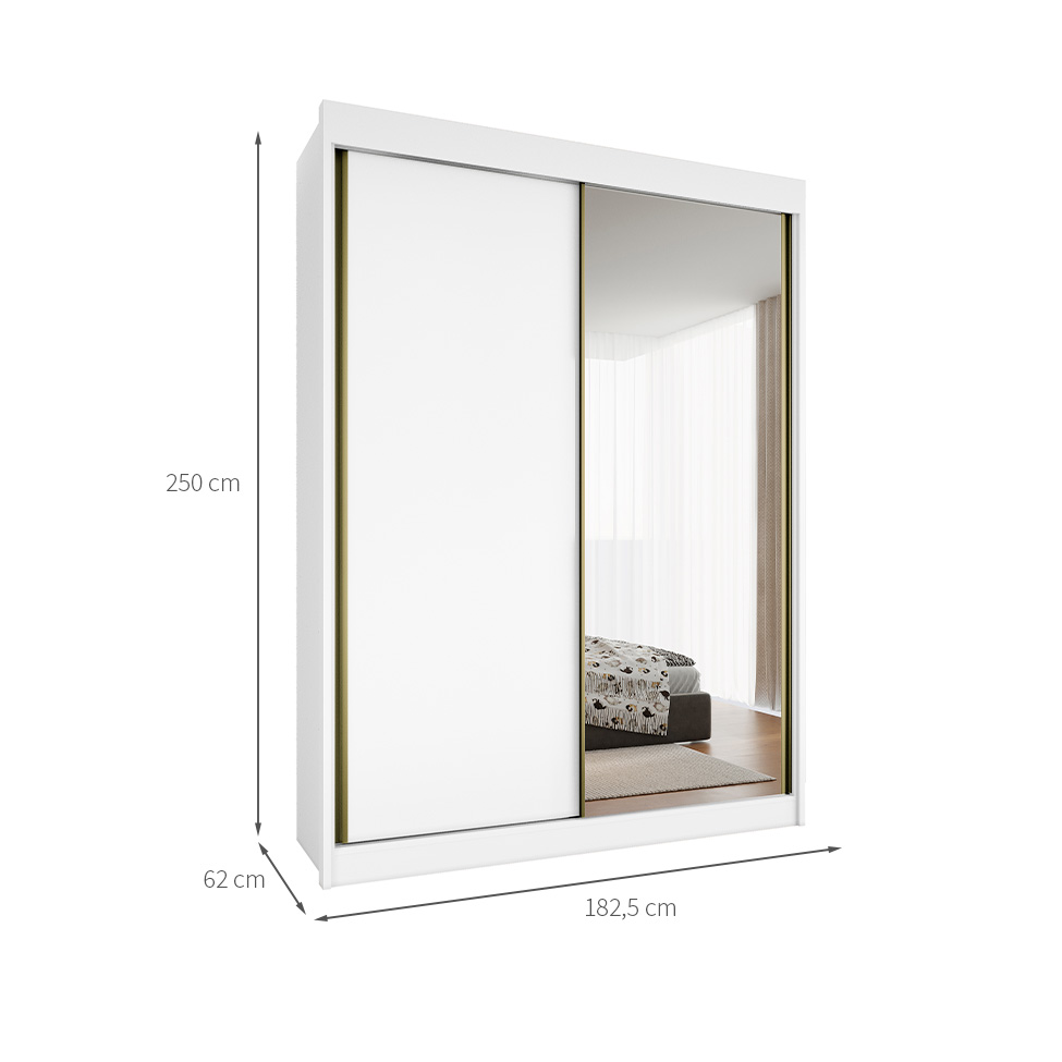 Guarda-Roupa Casal 100% MDF com Espelho Chicago 2 Portas 4 Gavetas Branco