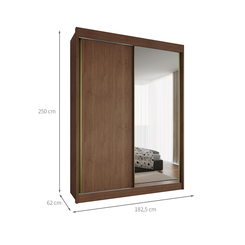 Guarda-Roupa Casal 100% MDF com Espelho Chicago 2 Portas 4 Gavetas Cacau