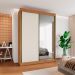 Guarda-Roupa Casal 100% MDF com Espelho Chicago 2 Portas 4 Gavetas Cinamomo e Off White