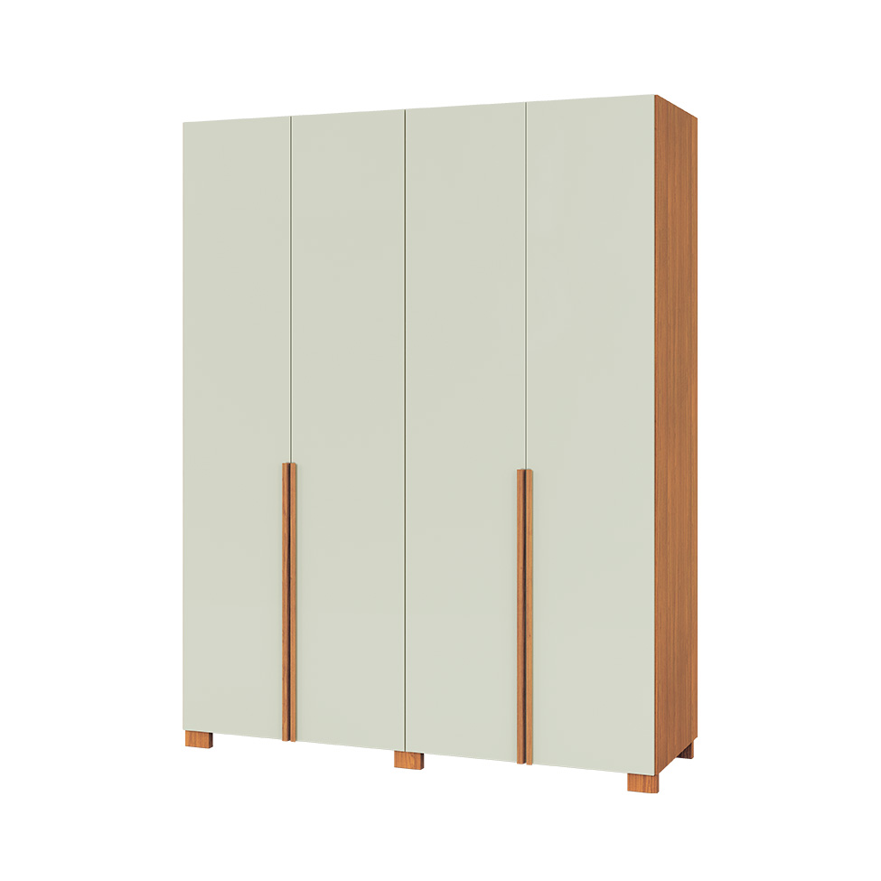 Guarda-Roupa Casal Afrodite 100% MDF 4 Portas 2 Gavetas Off White e Freijó