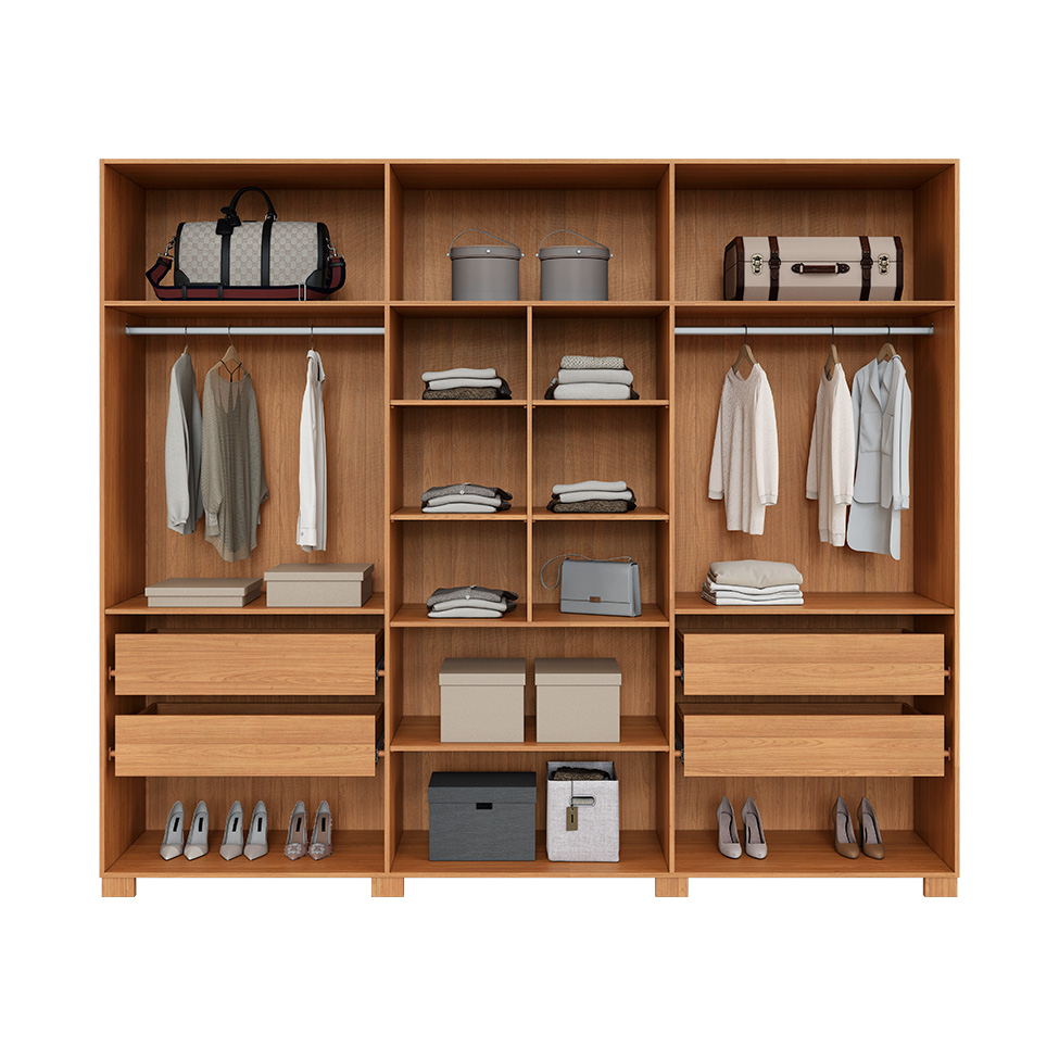 Guarda-Roupa Casal Afrodite 100% MDF 6 Portas 2 Gavetas Off White e Freijó