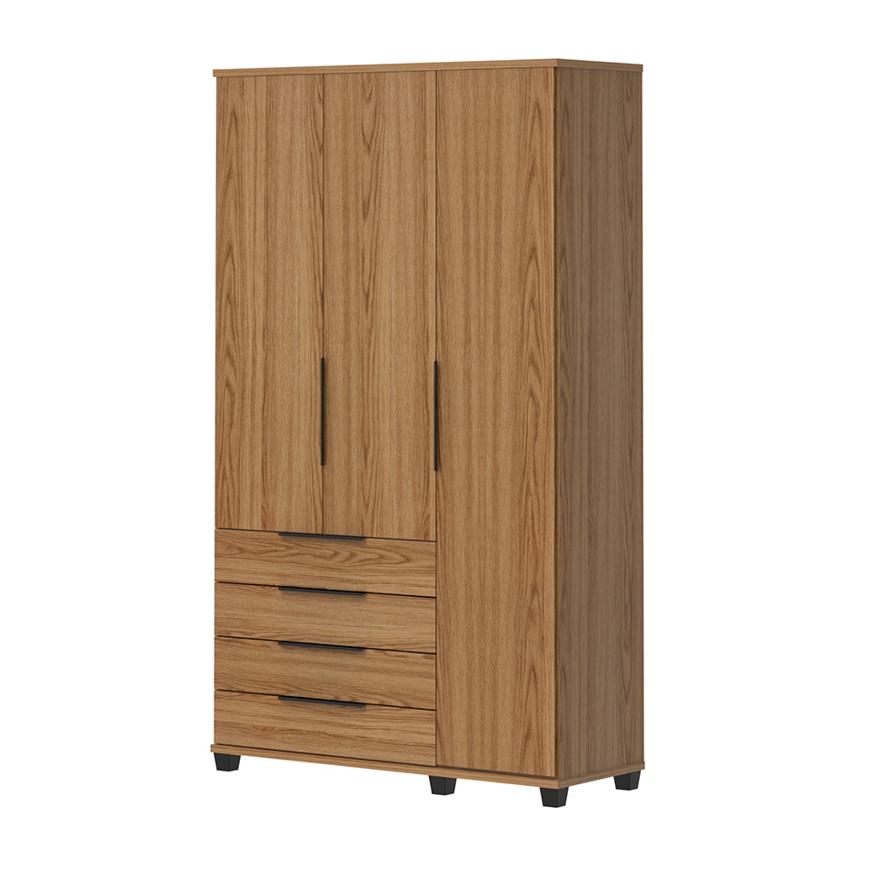 Guarda-Roupa Casal Allen 3 Portas 4 Gavetas Freijó