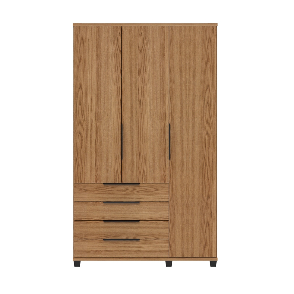 Guarda-Roupa Casal Allen 3 Portas 4 Gavetas Freijó