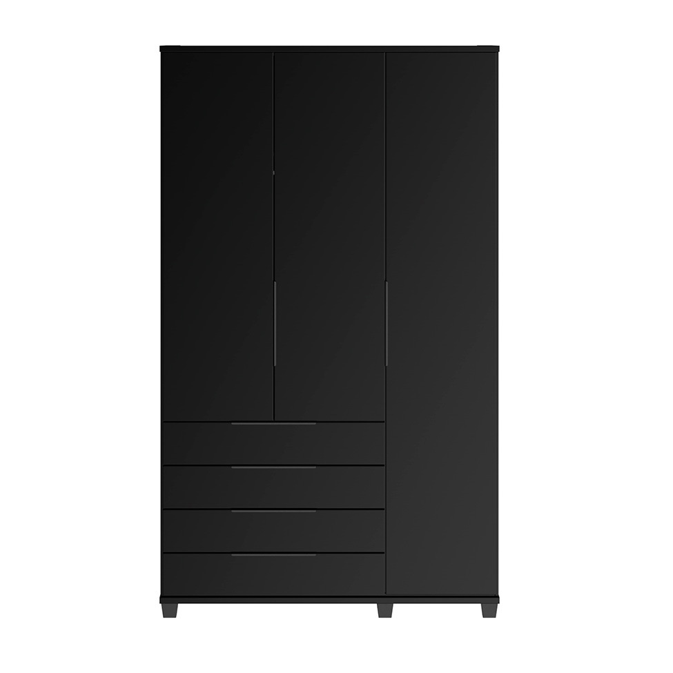 Guarda-Roupa Casal Allen 3 Portas 4 Gavetas Preto