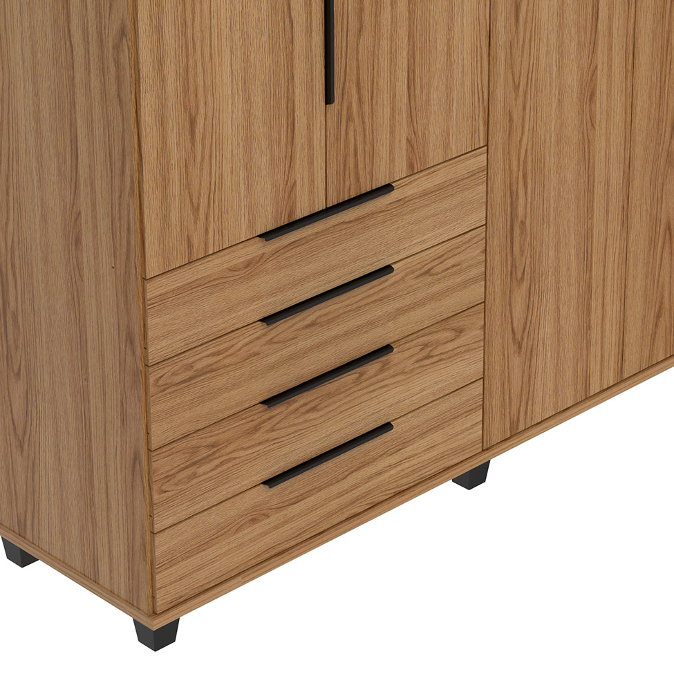 Guarda-Roupa Casal Allen 4 Portas 4 Gavetas Freijó