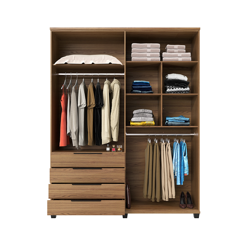 Guarda-Roupa Casal Allen 4 Portas 4 Gavetas Freijó