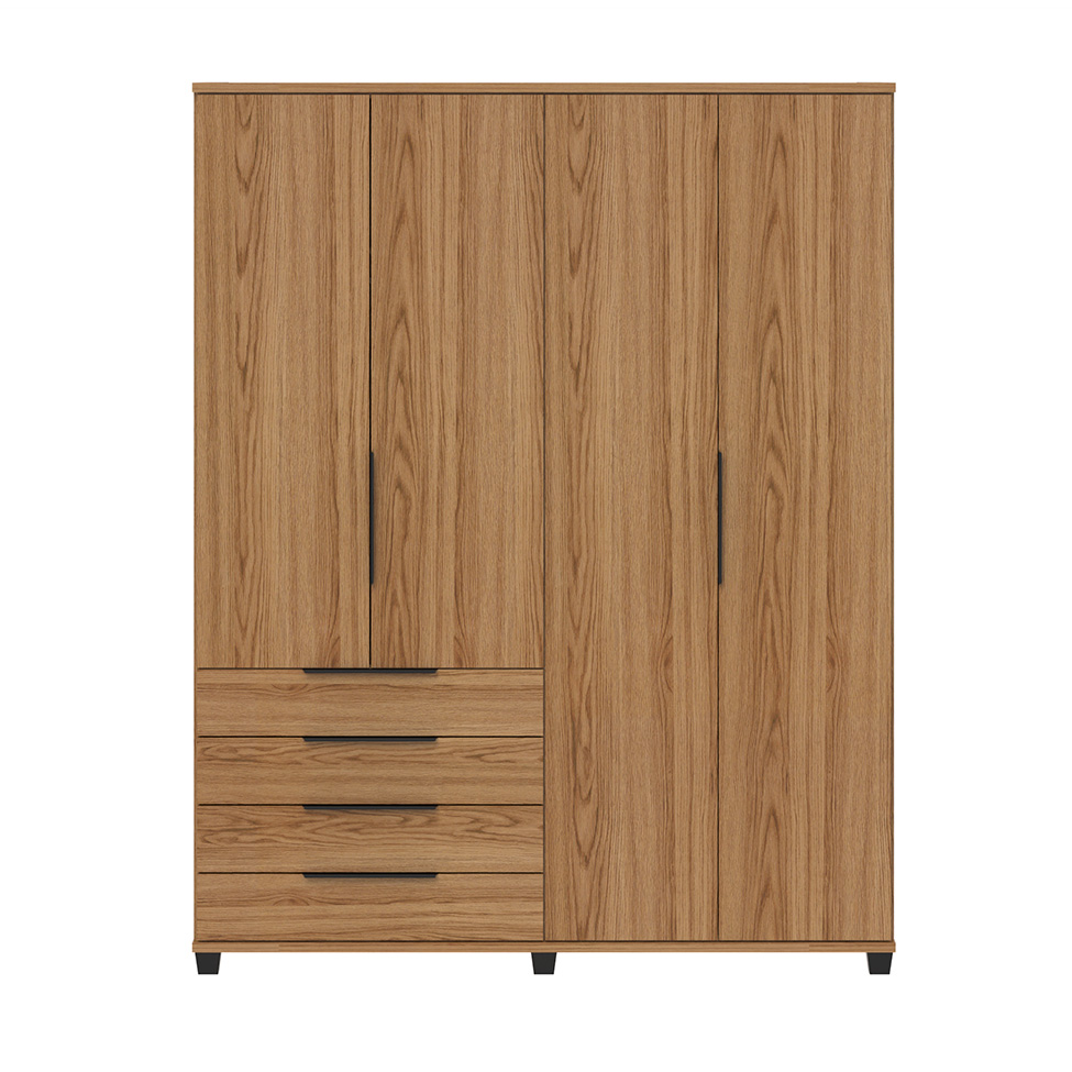 Guarda-Roupa Casal Allen 4 Portas 4 Gavetas Freijó
