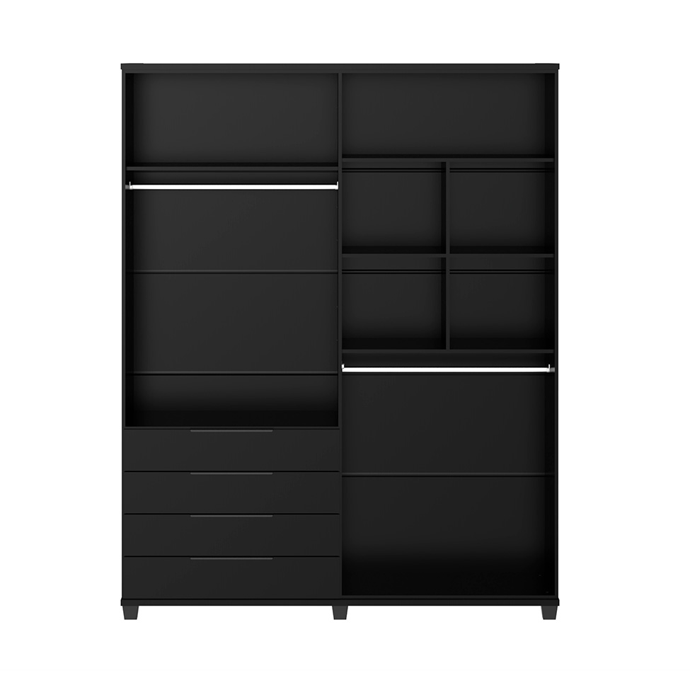 Guarda-Roupa Casal Allen 4 Portas 4 Gavetas Preto