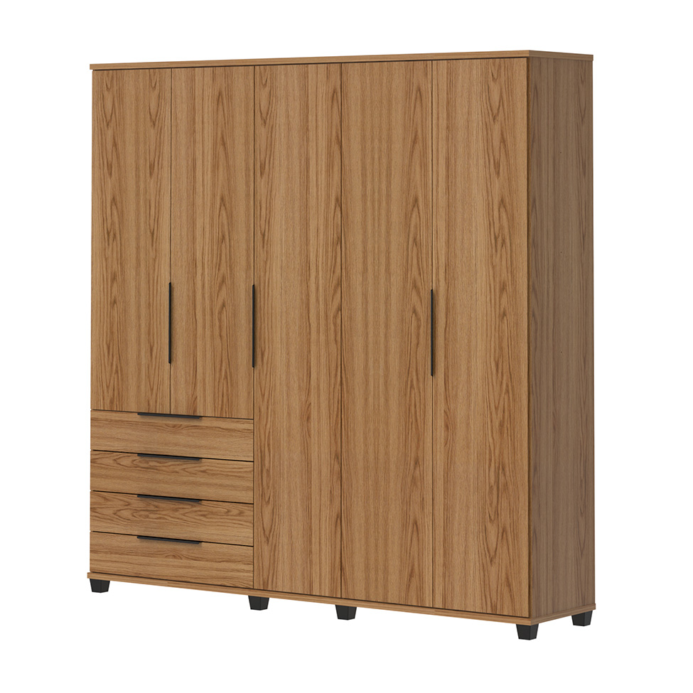 Guarda-Roupa Casal Allen 5 Portas 4 Gavetas Freijó