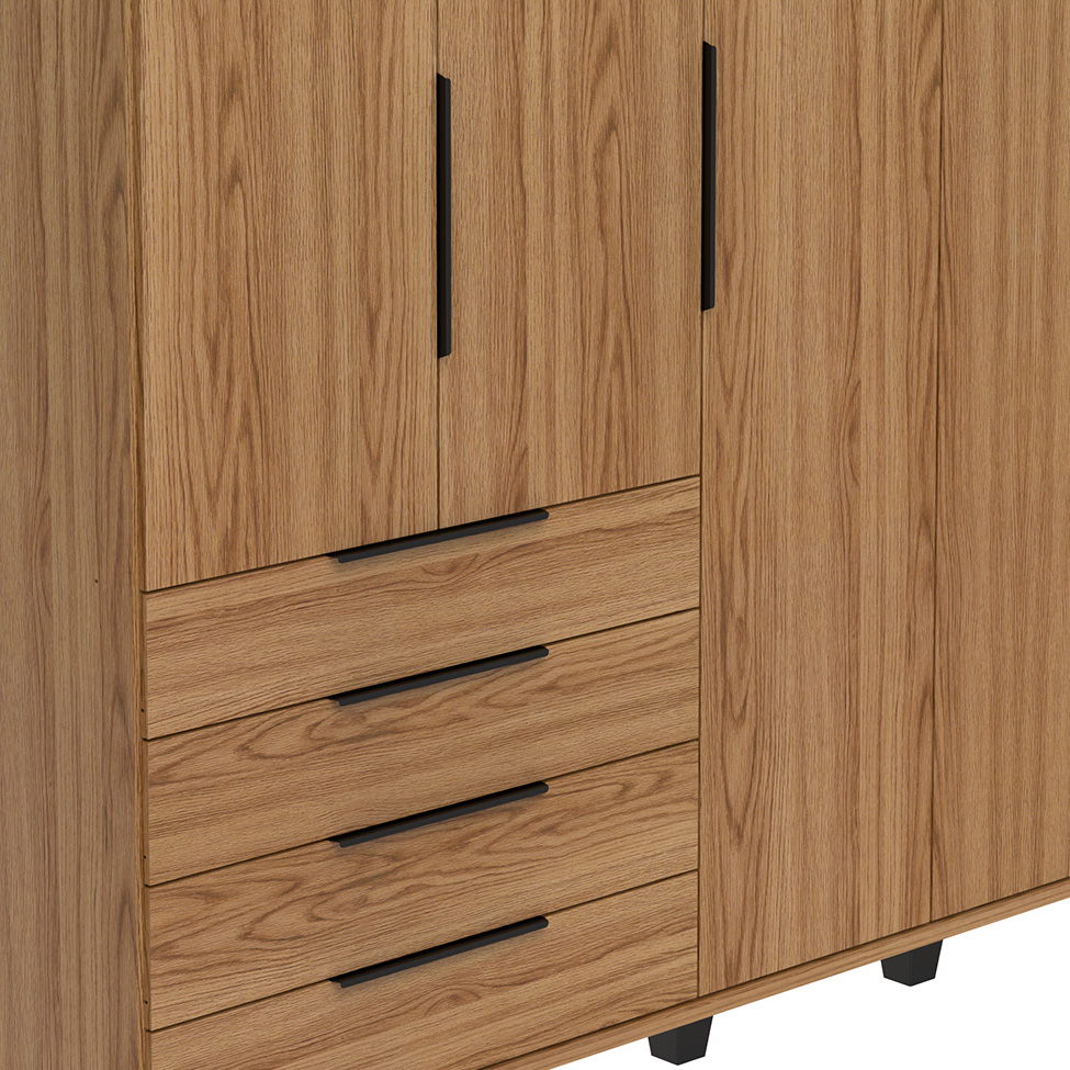 Guarda-Roupa Casal Allen 5 Portas 4 Gavetas Freijó