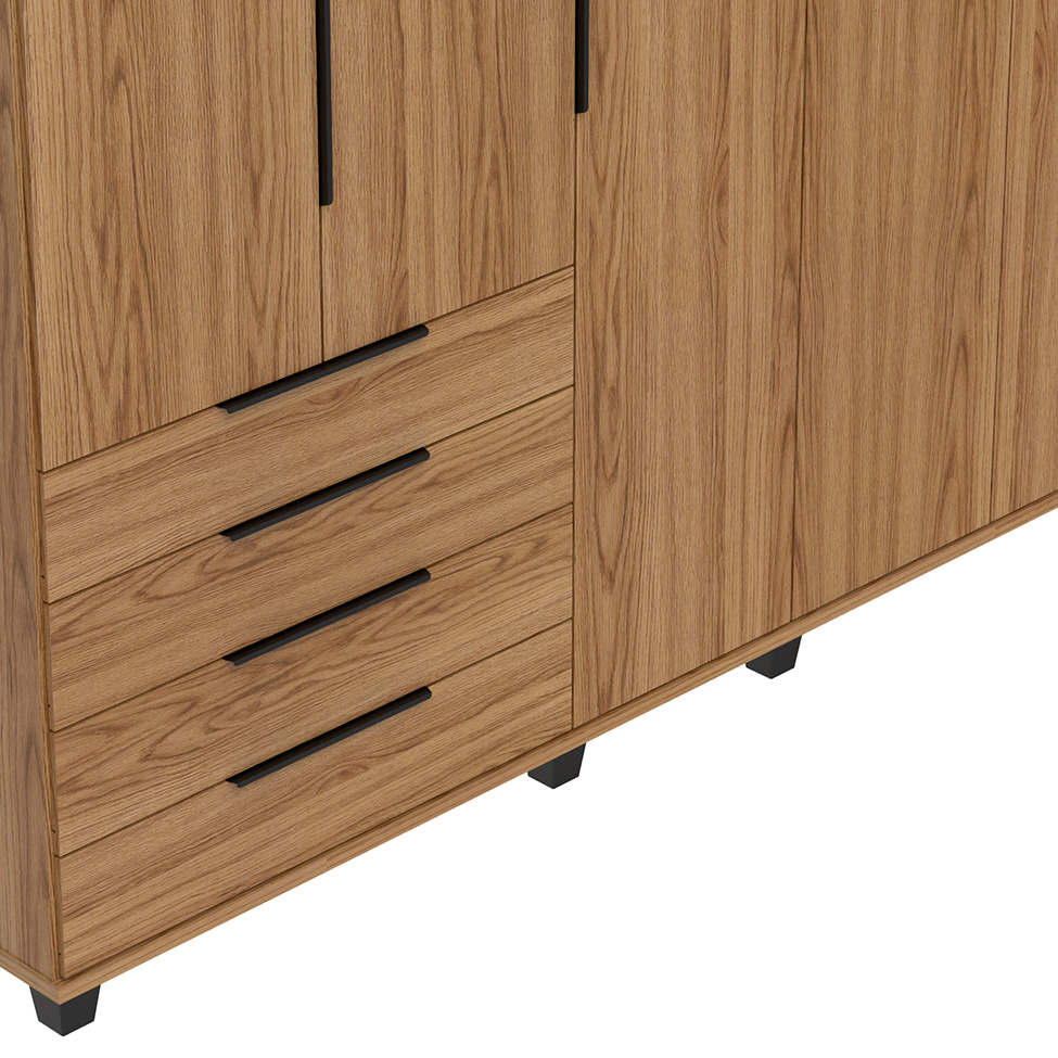Guarda-Roupa Casal Allen 5 Portas 4 Gavetas Freijó