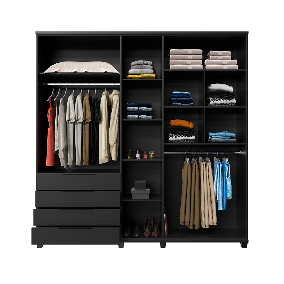 Guarda-Roupa Casal Allen 5 Portas 4 Gavetas Preto