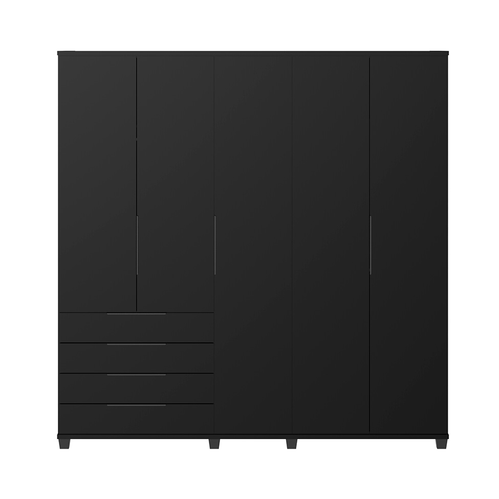 Guarda-Roupa Casal Allen 5 Portas 4 Gavetas Preto